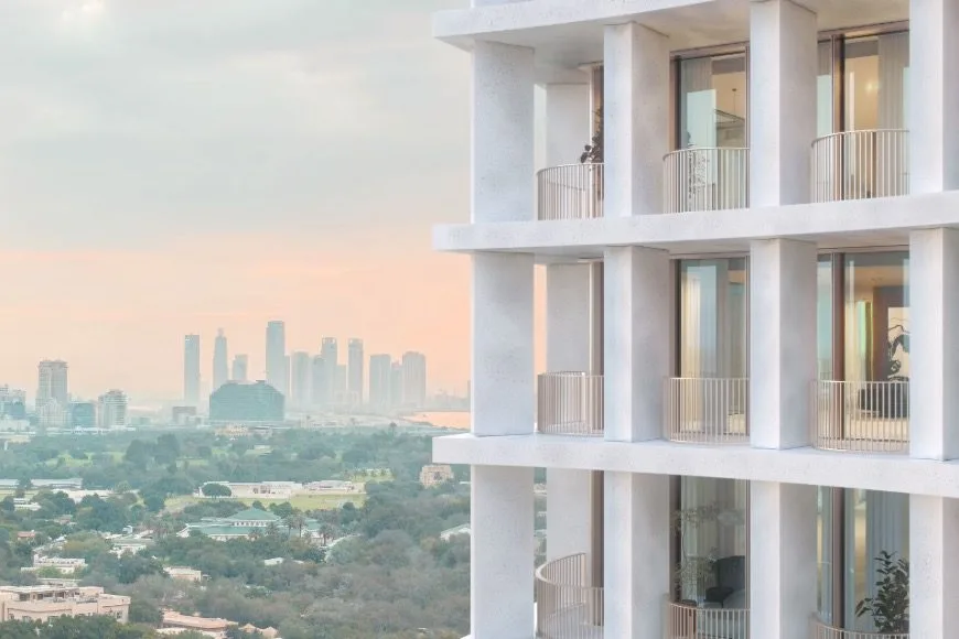 The city skyline from the development