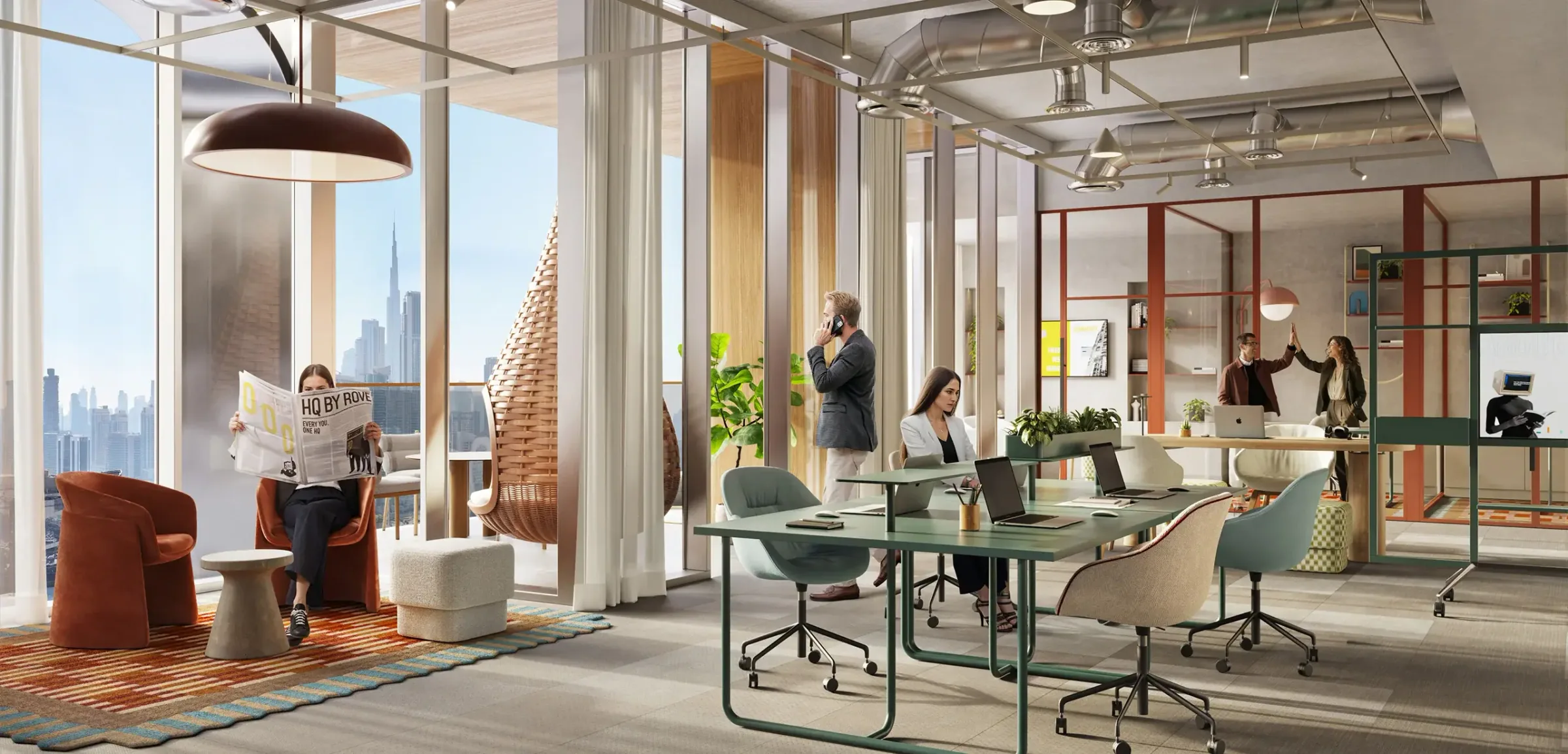 Planta de oficinas orientada al perfil urbano