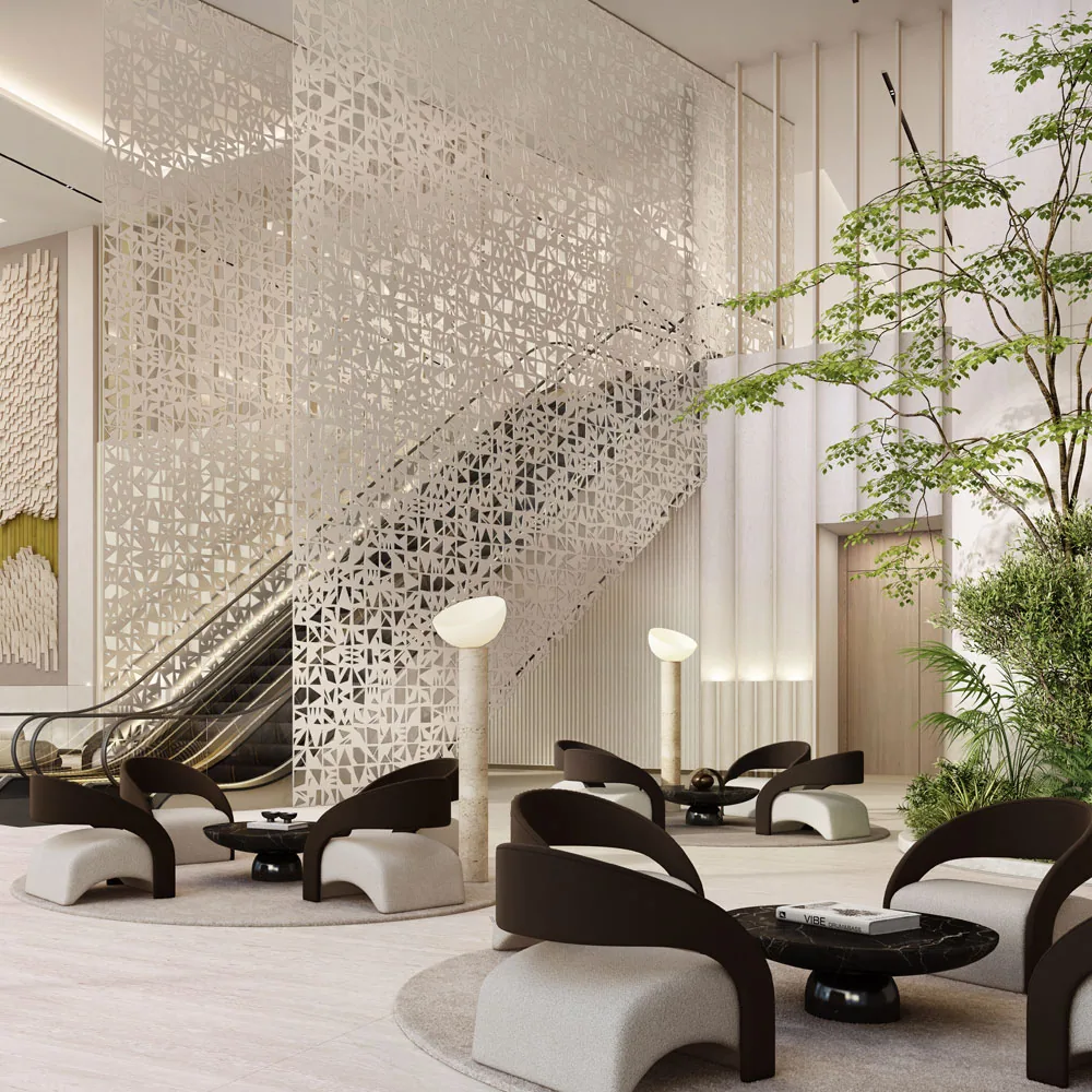 Double-height lobby atrium