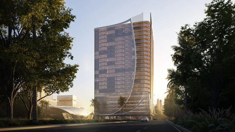Building exterior at sunset — Samana Business Hub
