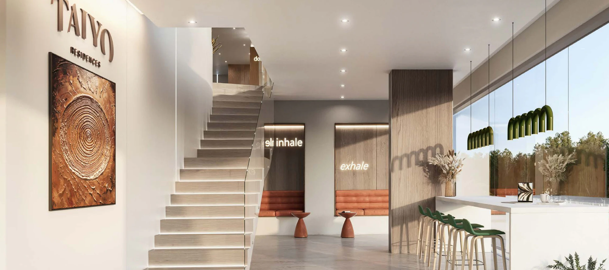 Wellness reception with the spiral stair