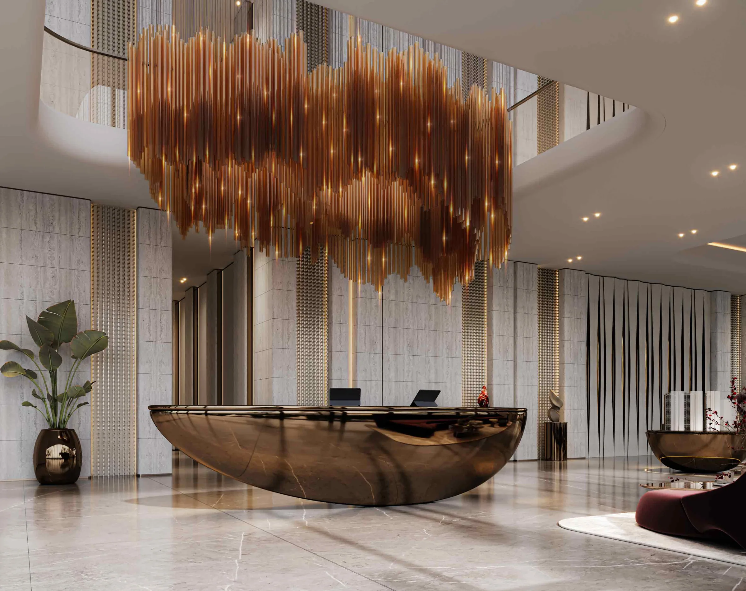 Kontorlobby med receptionsskranken